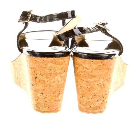 NWOB AUTHENTIC JIMMY CHOO PROVA CORK SANDAL 39.5 BLACK PATENT LEATHER - Picture 3 of 10